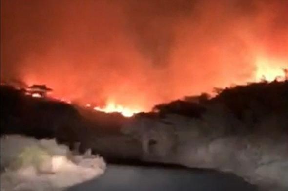 بالفيديو..  حريق هائل بإحدى قرى عسير والجهات المعنية تباشر
